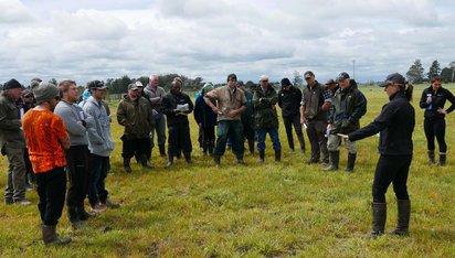 Laura Oughton Barenbrug agronomist speaking at the field day