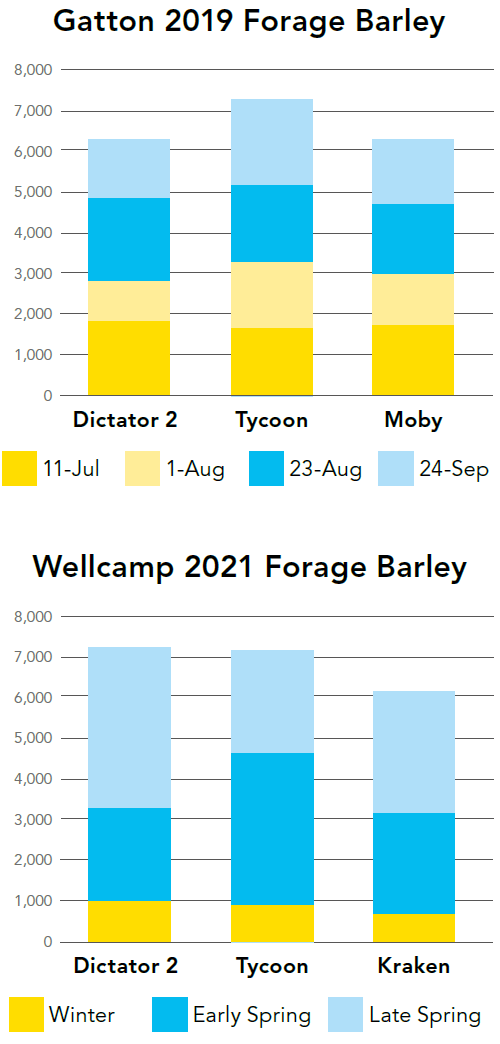 Gatton 2019 Forage barley graph - Wellcamp 2021 Forage Barley graph